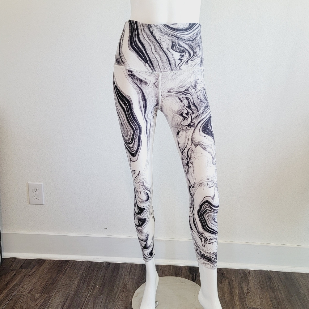 Evolution and Creation High Rise Marble Graphite Print Leggings Sz M